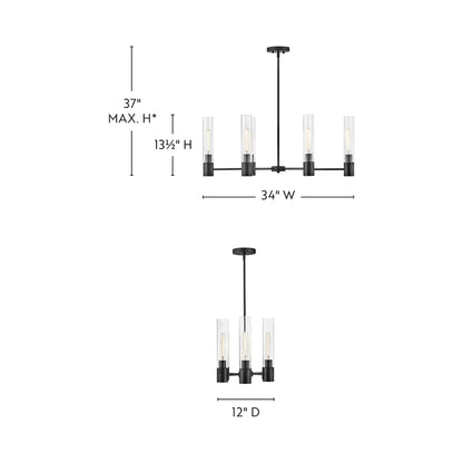 Shea Linear Chandelier - line drawing.