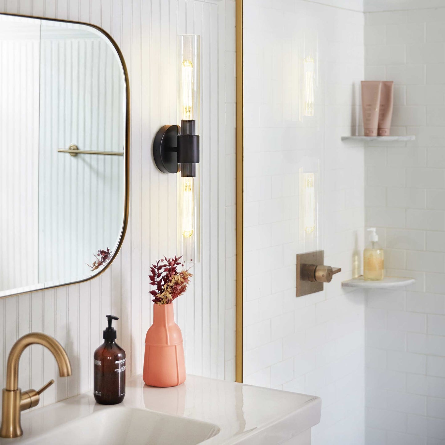 Shea Vanity Light in bathroom.