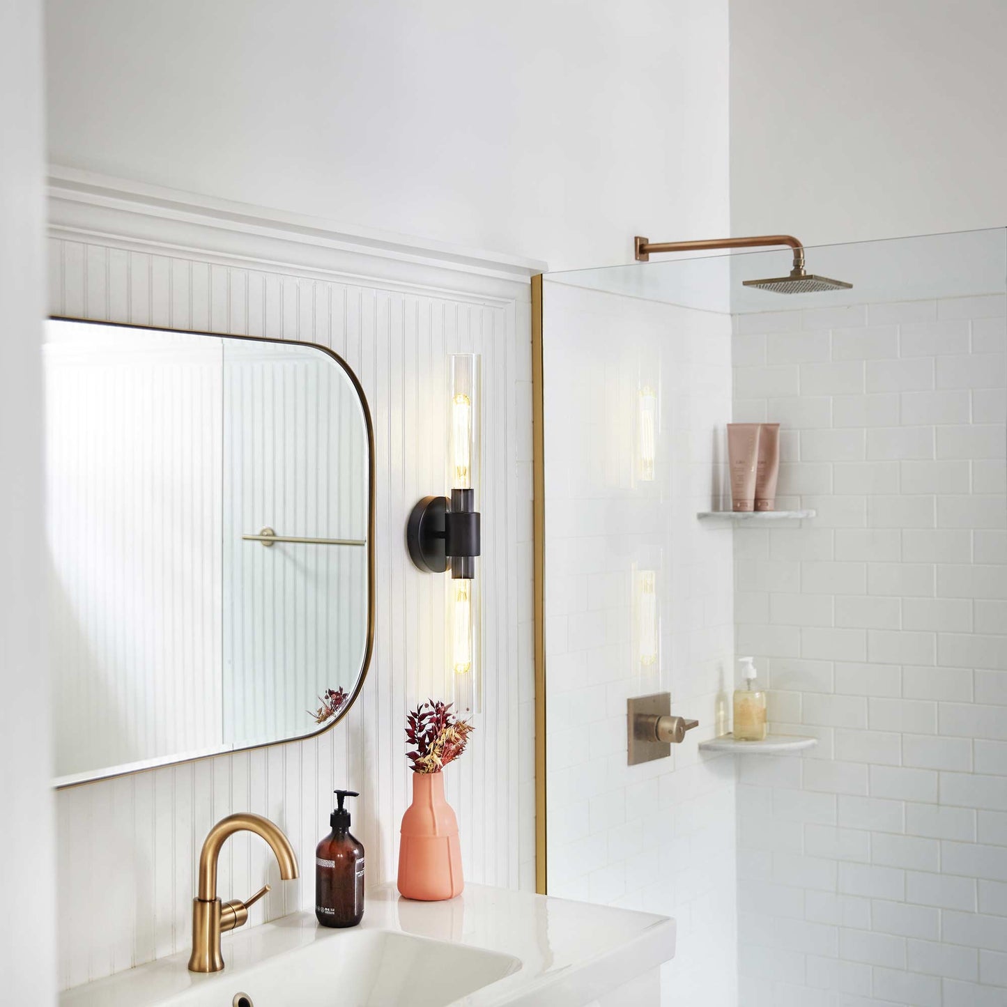 Shea Vanity Light in bathroom.