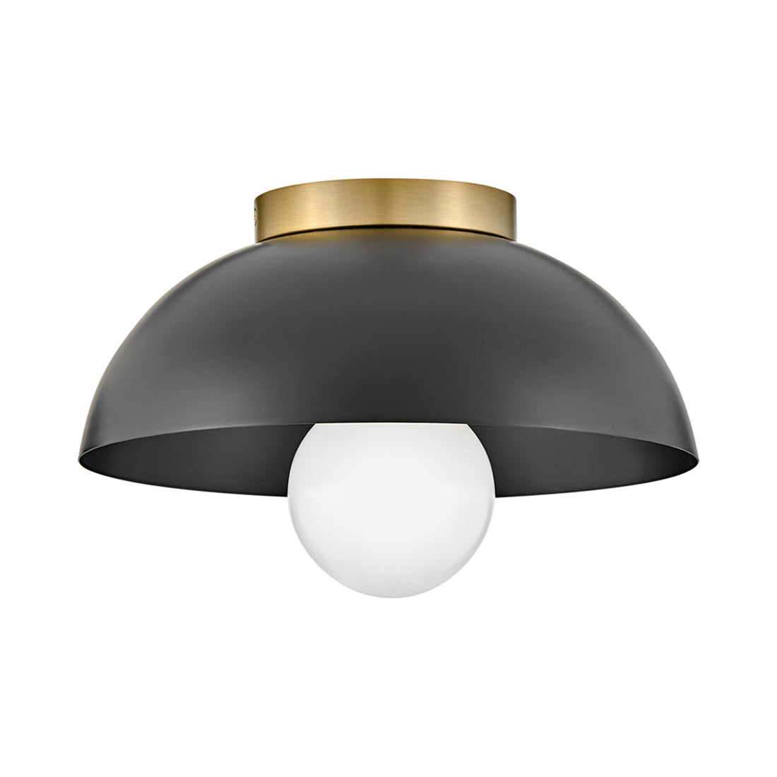 Stu Flush Mount Ceiling Light in Black/Lacquered Brass.