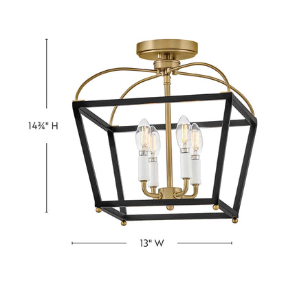 Tate Semi Flush Mount Ceiling Light - line-drawing.