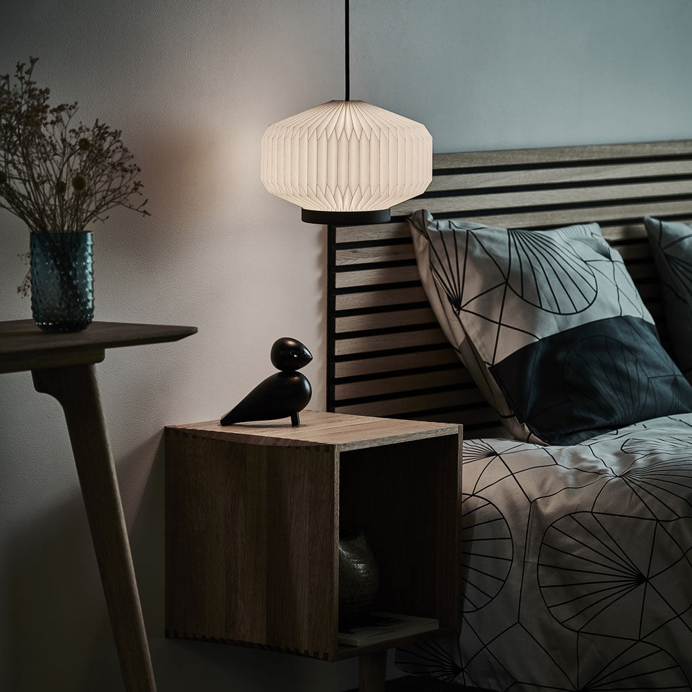 Shibui Pendant Light in bedroom.