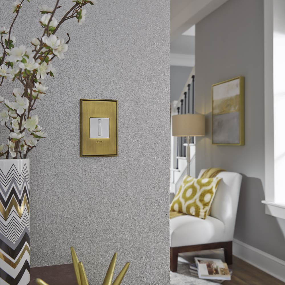 adorne® Cast Metals Wall Plate in living room.