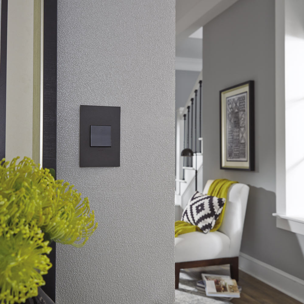 adorne® Cast Metals Wall Plate in living room.