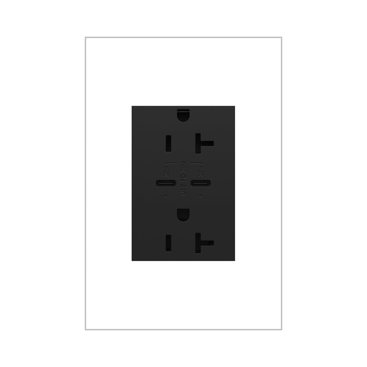 Adorne Tamper-Resistant Ultra-Fast Plus Power Delivery USB Type-C/C Outlet in Graphite (20A).