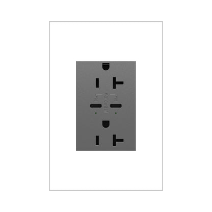 Adorne Tamper-Resistant Ultra-Fast Plus Power Delivery USB Type-C/C Outlet in Magnesium (20A).