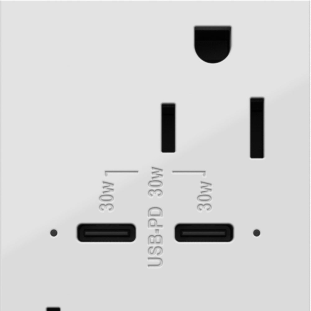 Adorne Tamper-Resistant Ultra-Fast Plus Power Delivery USB Type-C/C Outlet in Detail.