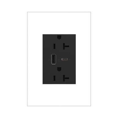 Adorne Tamper-Resistant Ultra-Fast USB Type-A/C Outlet in Graphite (20A).