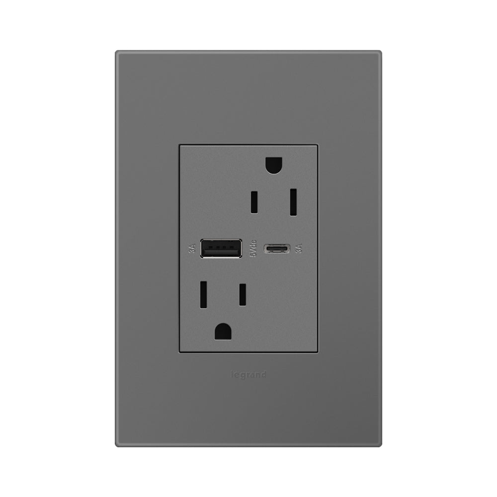 Adorne Tamper-Resistant Ultra-Fast USB Type-A/C Outlet in Detail.