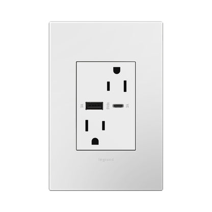 Adorne Tamper-Resistant Ultra-Fast USB Type-A/C Outlet in Detail.