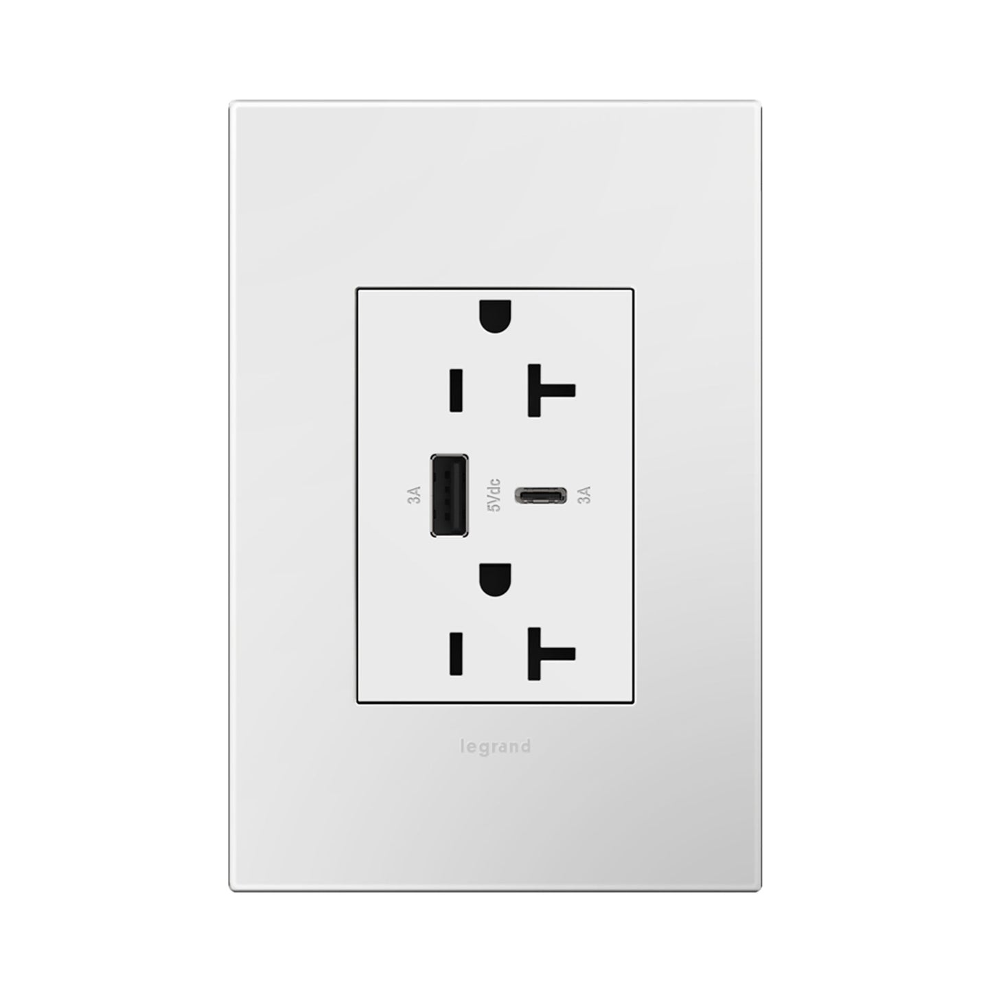 Adorne Tamper-Resistant Ultra-Fast USB Type-A/C Outlet in Detail.