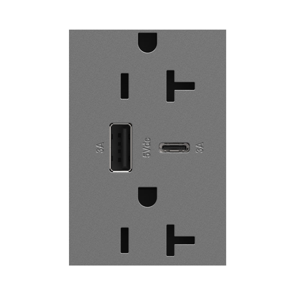 Adorne Tamper-Resistant Ultra-Fast USB Type-A/C Outlet in Detail.
