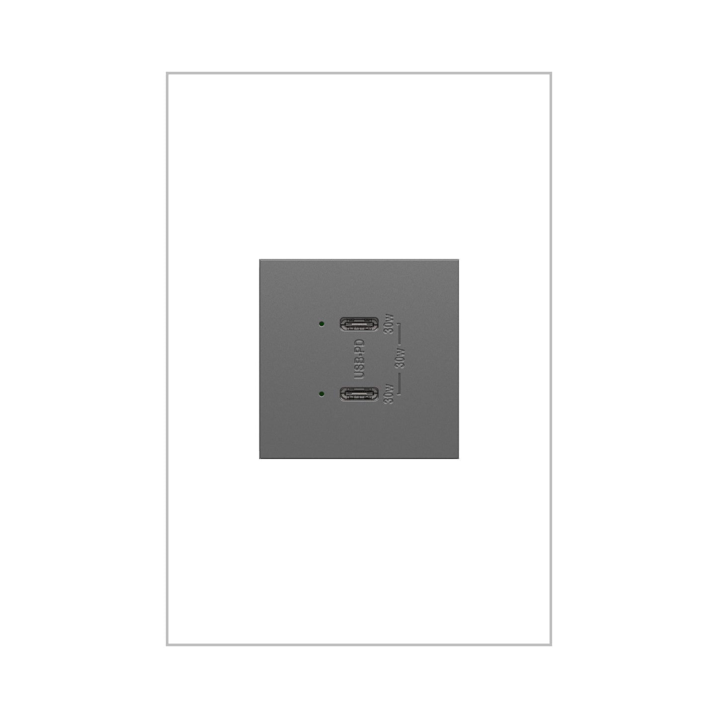 Adorne Ultra-Fast Plus Power Delivery USB Type-C/C Outlet in Magnesium.
