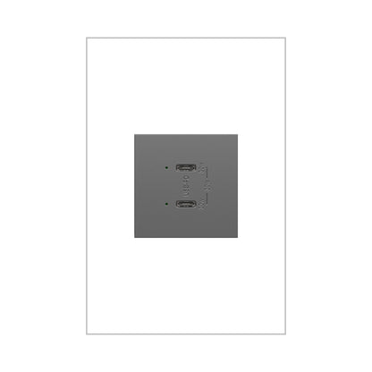 Adorne Ultra-Fast Plus Power Delivery USB Type-C/C Outlet in Magnesium.