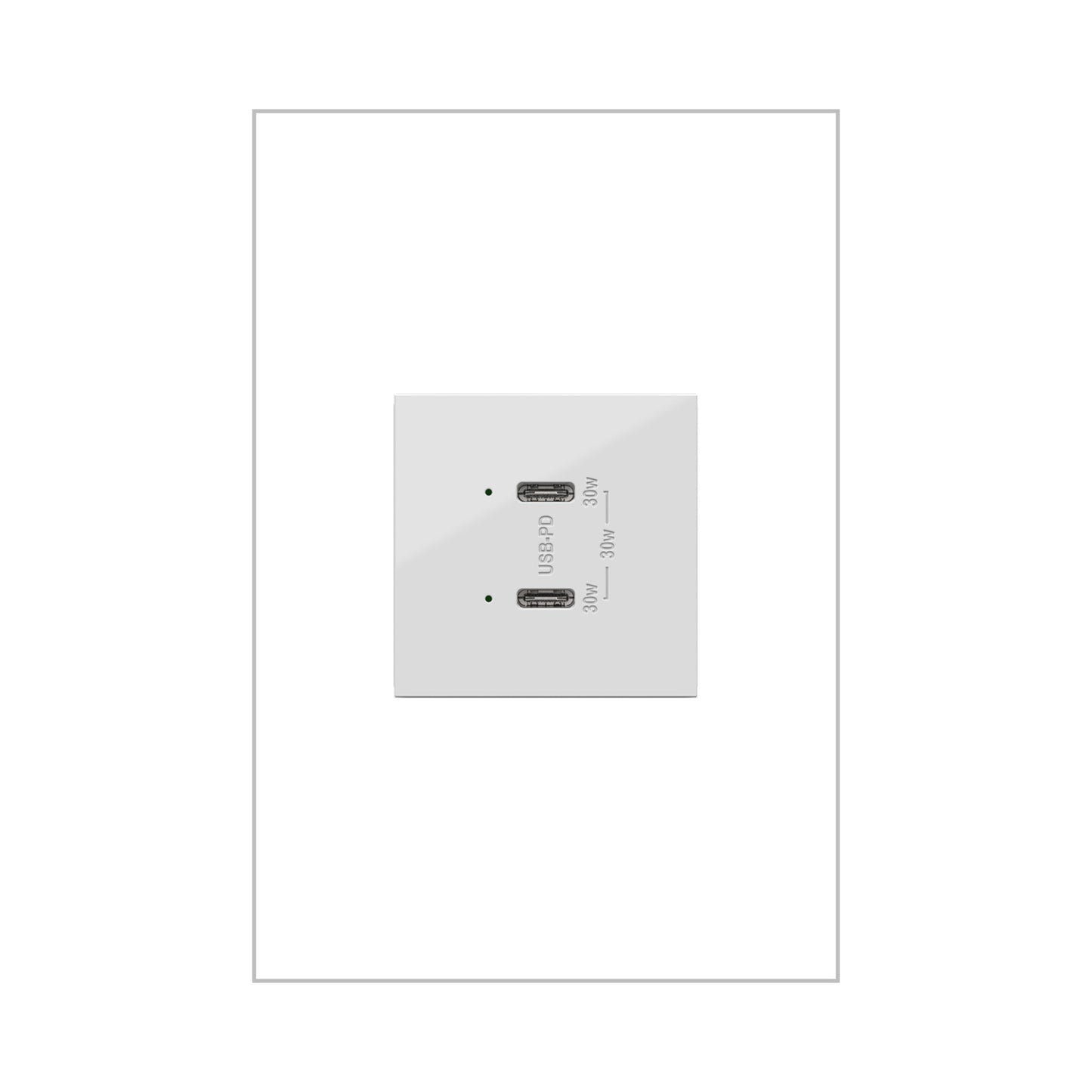 Adorne Ultra-Fast Plus Power Delivery USB Type-C/C Outlet in White.