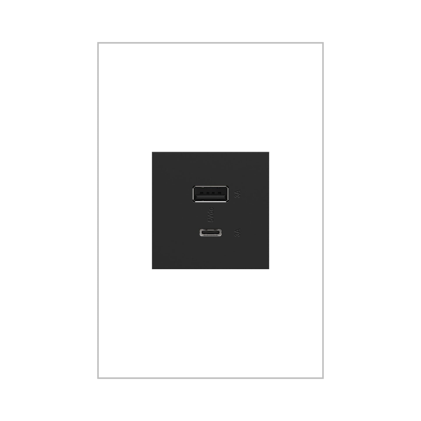Adorne Ultra-Fast USB Type-A/C Outlet in Graphite.