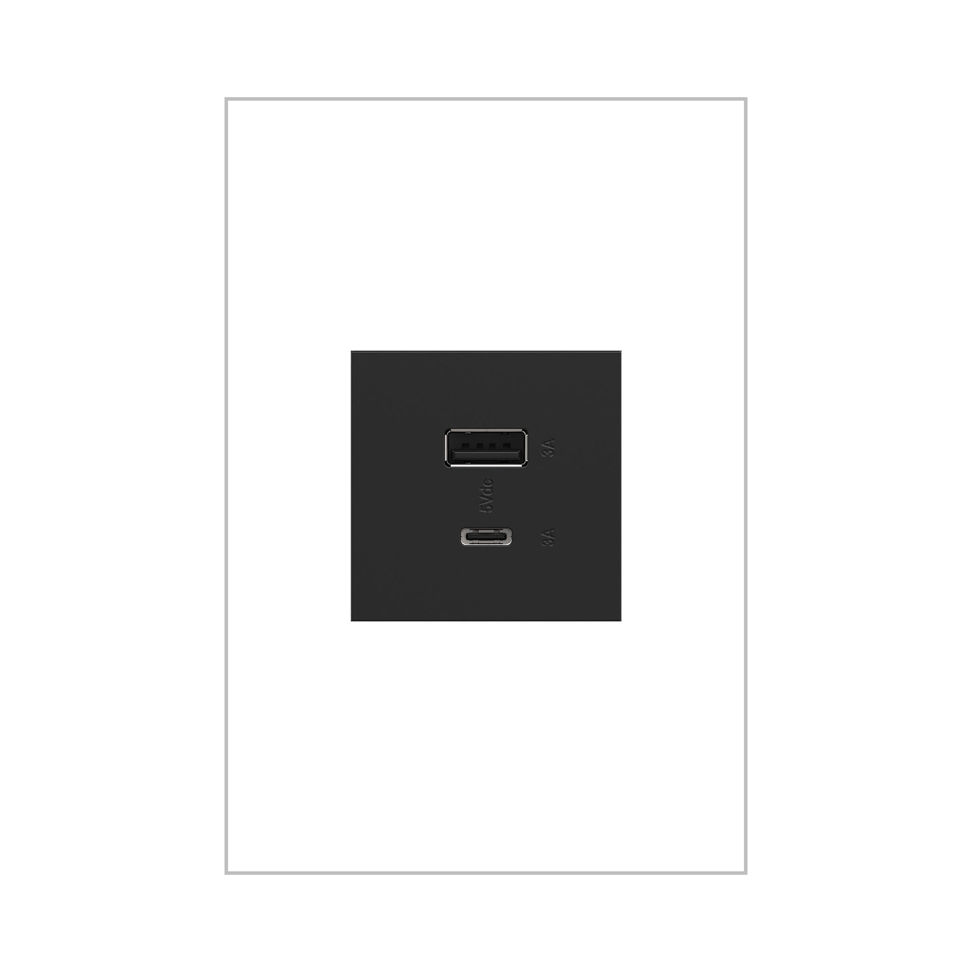Adorne Ultra-Fast USB Type-A/C Outlet in Graphite.