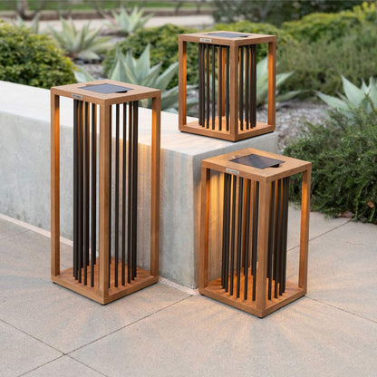 Akin Outdoor Solar LED Lantern in Outside Area.