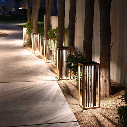 Akin Outdoor Solar LED Lantern in Outside Area.
