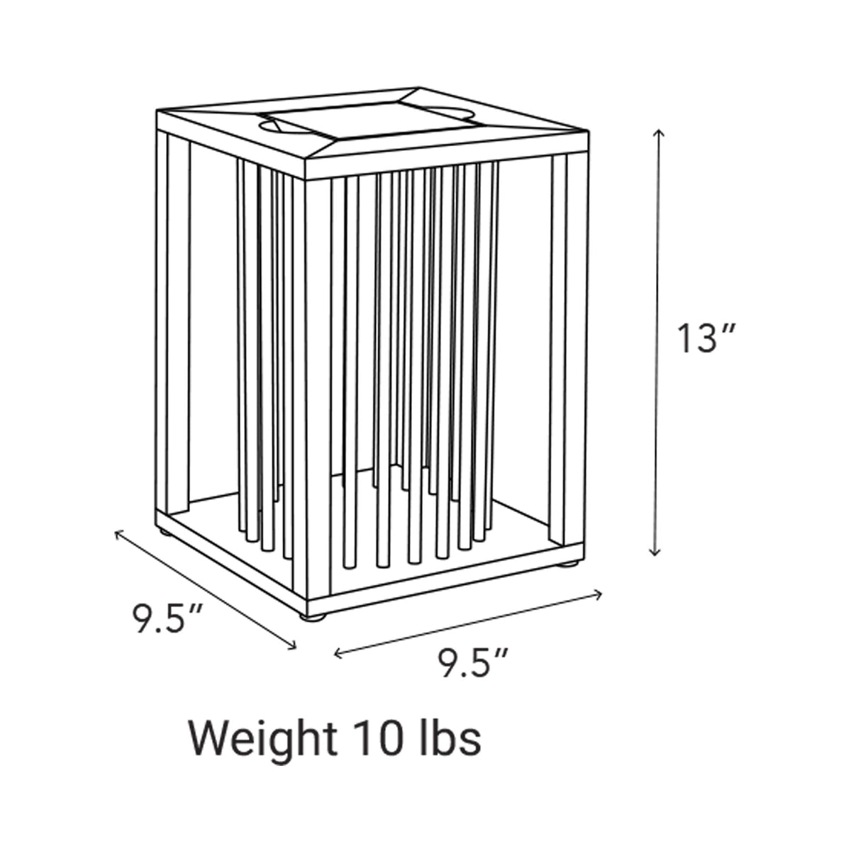 Akin Outdoor Solar LED Lantern - line drawing.