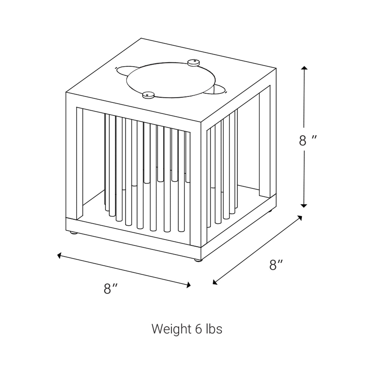 Akin Outdoor Solar LED Table Lamp - line drawing.