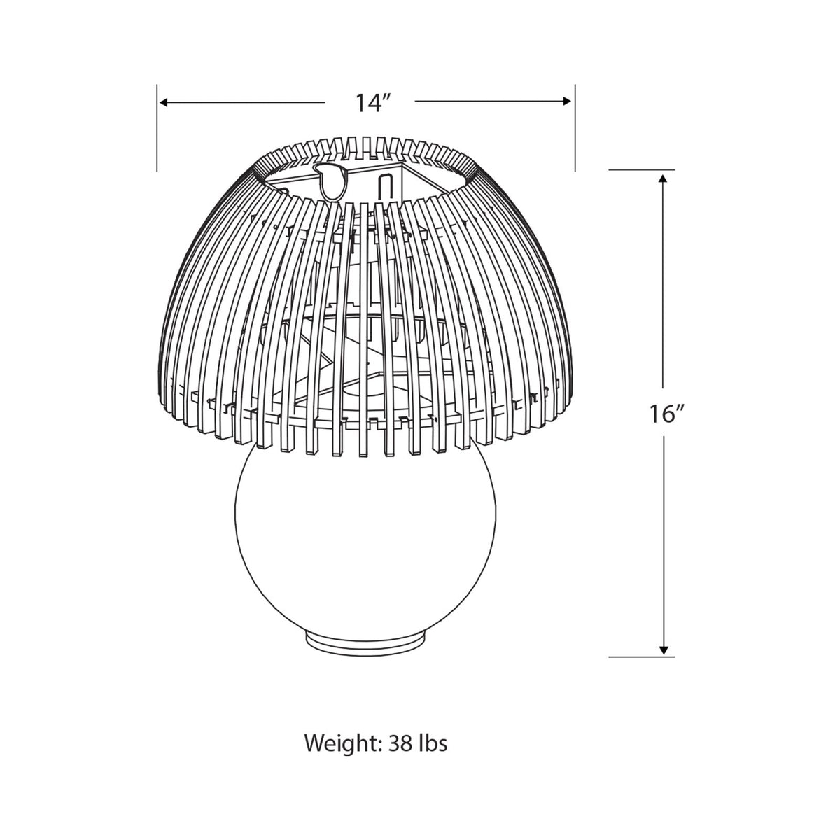 Alba Outdoor Solar LED Table Lamp - line drawing.