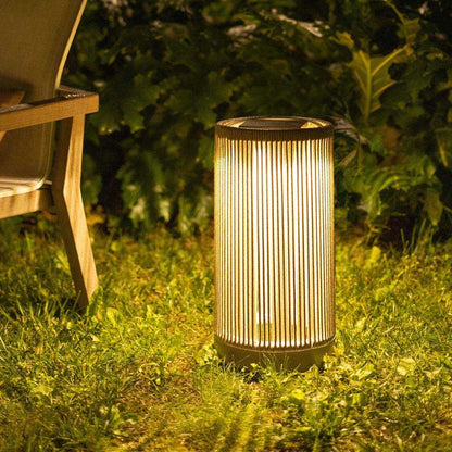 Alto Outdoor Solar LED Lantern in Outside Area.