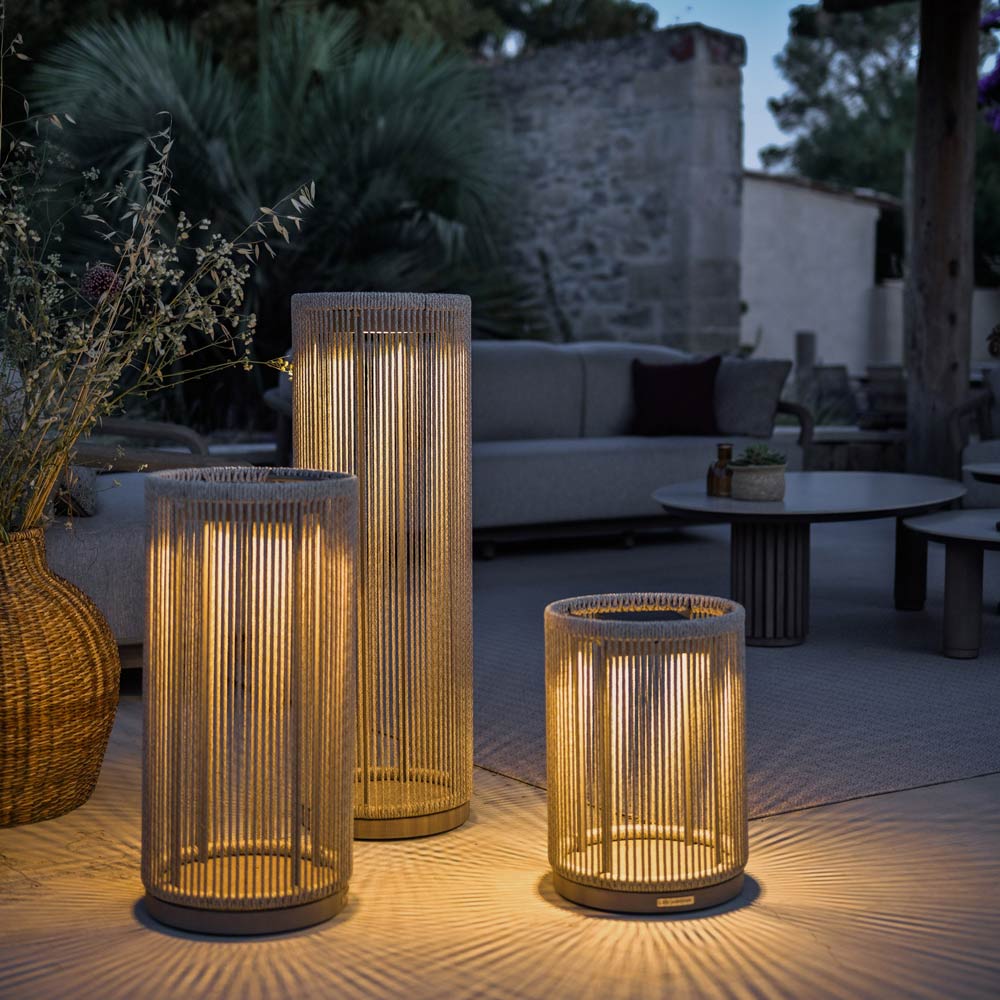 Alto Outdoor Solar LED Lantern in Outside Area.