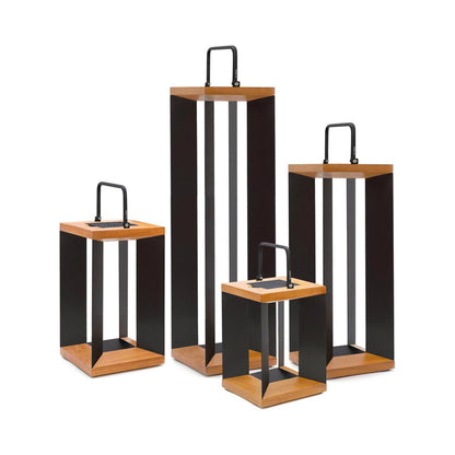Blade 2.0 Outdoor Solar LED Lantern in Gunmetal/Teak (14-Inch/18-Inch/26-Inch/35-Inch).