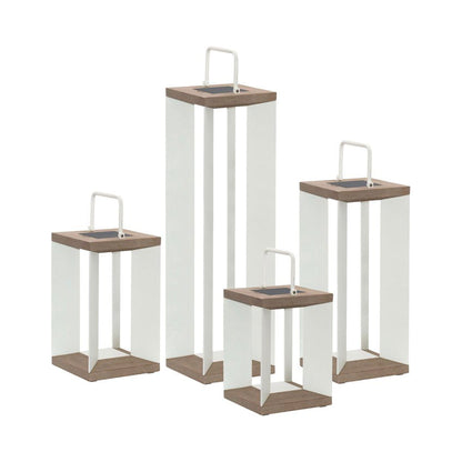 Blade 2.0 Outdoor Solar LED Lantern in White/Weathered Teak (14-Inch/18-Inch/26-Inch/35-Inch).