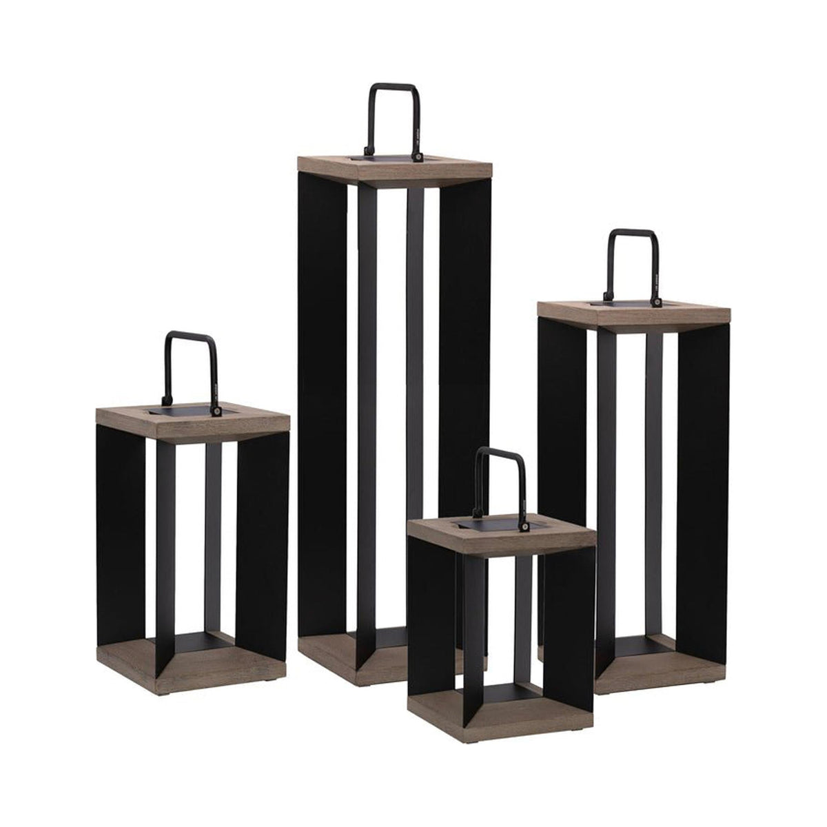 Blade 2.0 Outdoor Solar LED Lantern in Black/Weathered Teak (14-Inch/18-Inch/26-Inch/35-Inch).
