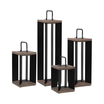 Blade 2.0 Outdoor Solar LED Lantern in Black/Weathered Teak (14-Inch/18-Inch/26-Inch/35-Inch).
