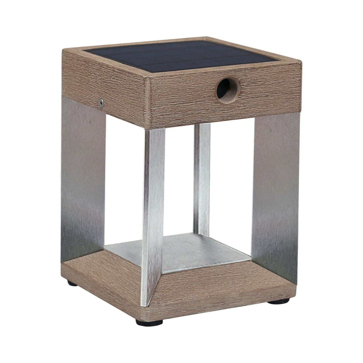 Blade Outdoor Solar LED Table Lamp in Anodized Weathered Teak.