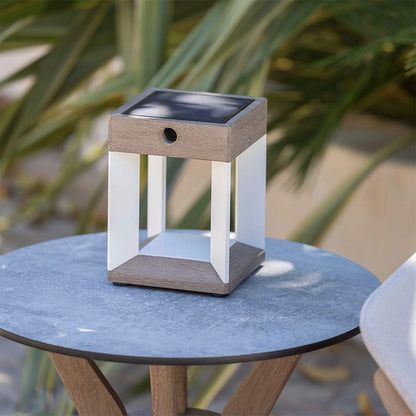 Blade Outdoor Solar LED Table Lamp in Outside Area.
