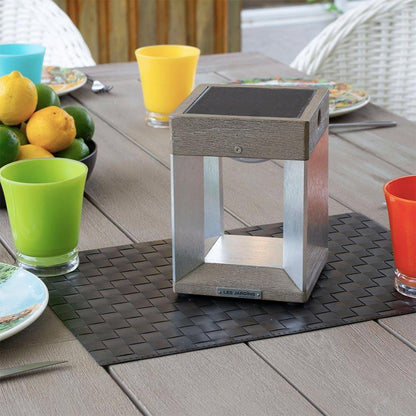 Blade Outdoor Solar LED Table Lamp in Outside Area.