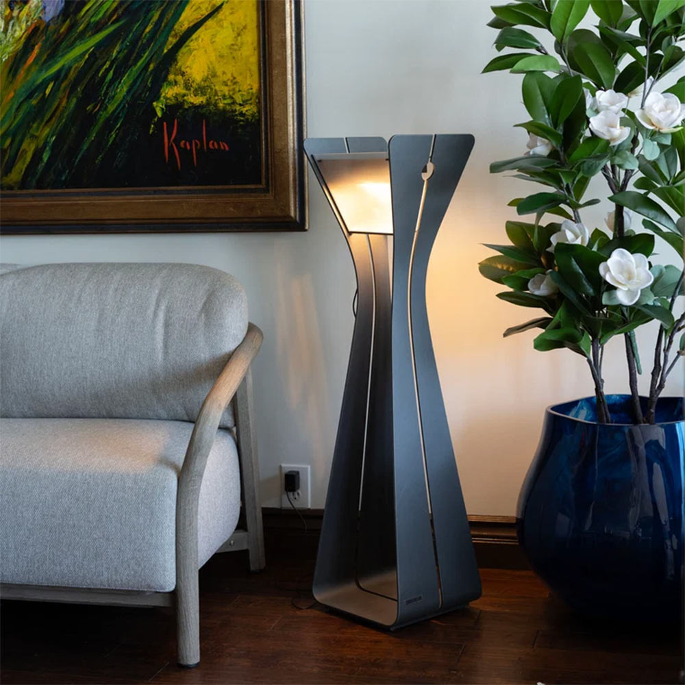 Bloom Solar LED Floor Lamp in living room.