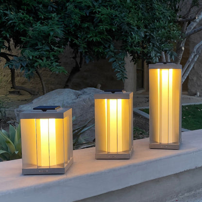 Edge Outdoor Solar LED Lantern in Outside Area.
