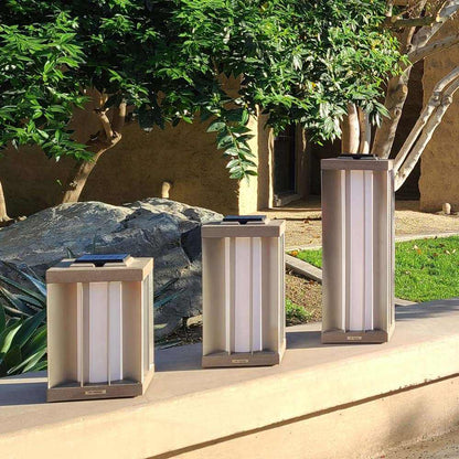 Edge Outdoor Solar LED Lantern in Outside Area.