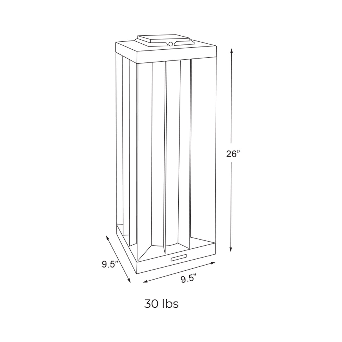 Edge Outdoor Solar LED Lantern - line drawing.