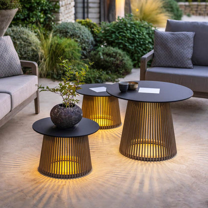 Halo Outdoor Solar LED Table in Outside Area.