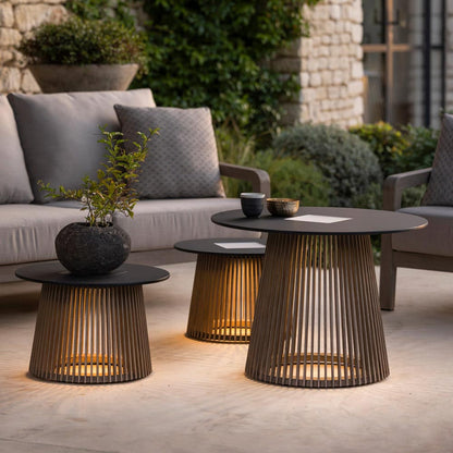 Halo Outdoor Solar LED Table in Outside Area.