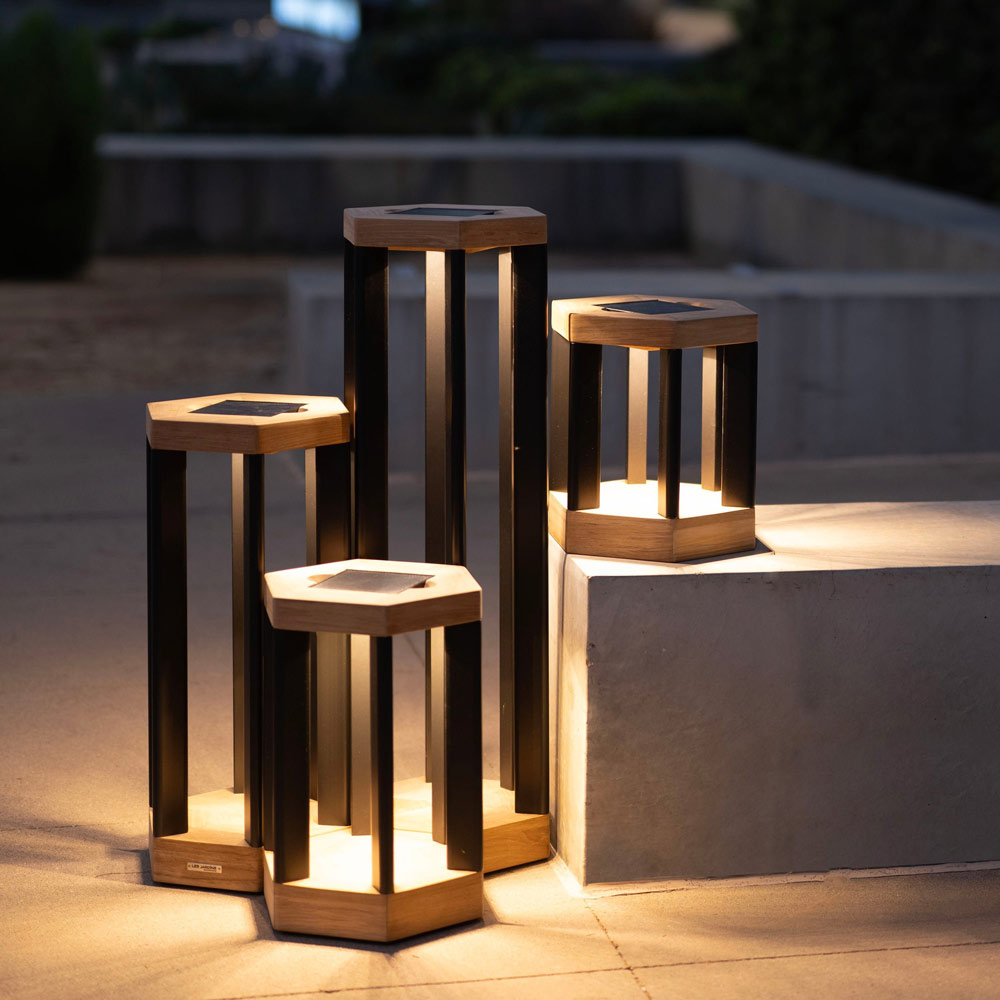 Hexa Outdoor Solar LED Lantern in Outside Area.