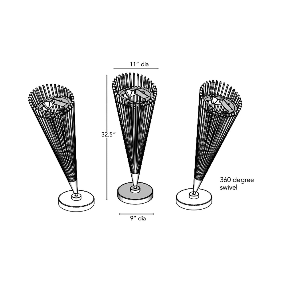 Ikon Solar LED Table Lamp - line drawing.