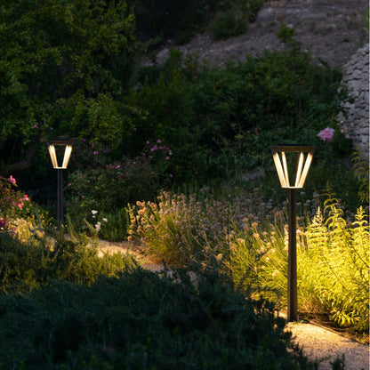 Metro Outdoor Solar LED Floor Lamp in Outside Area.