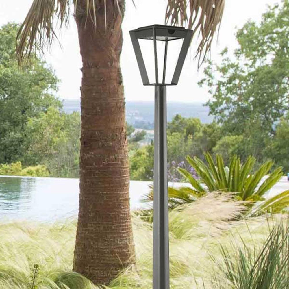 Metro Outdoor Solar LED Floor Lamp in Outside Area.