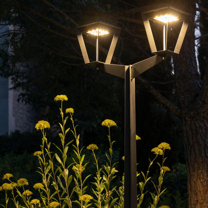 Metro Outdoor Solar LED Floor Lamp in Outside Area.