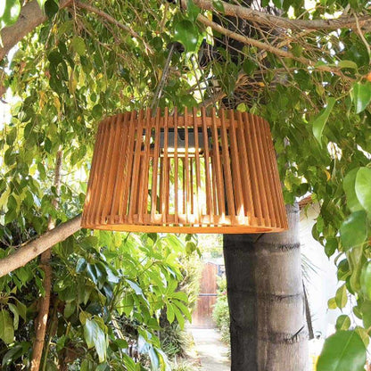 Muse Pendulum Outdoor Solar LED Pendant Light in Outside Area.