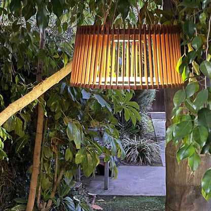 Muse Pendulum Outdoor Solar LED Pendant Light in Outside Area.