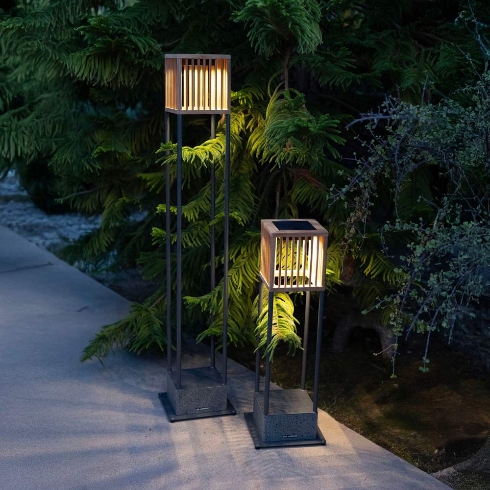 Ojai Outdoor Solar LED Floor Lamp in Outside Area.