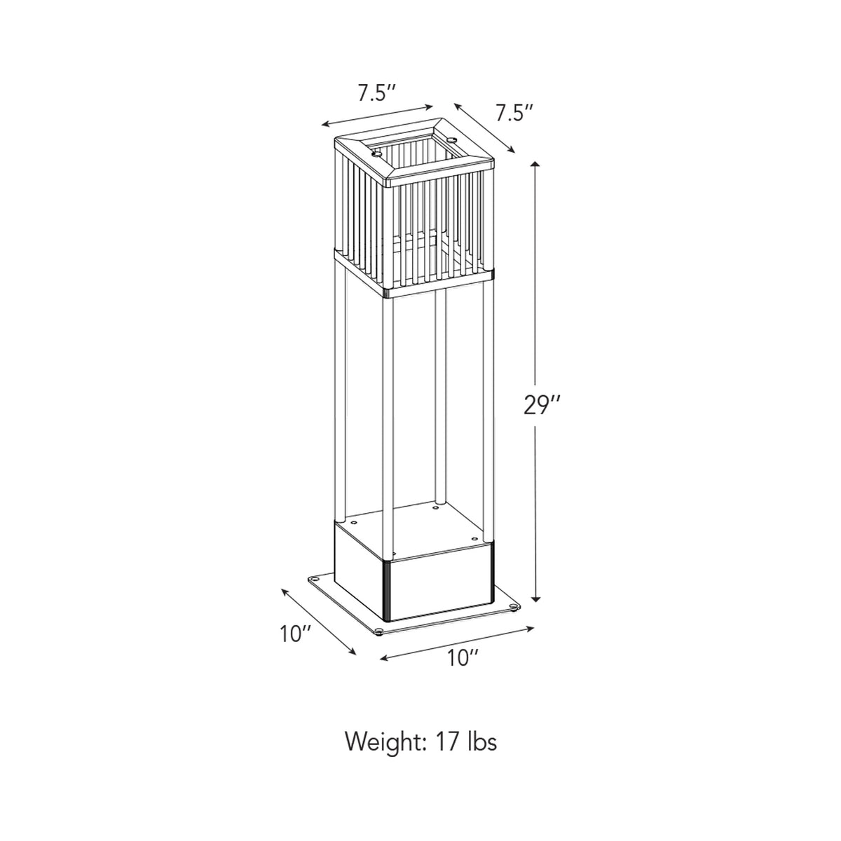 Ojai Outdoor Solar LED Floor Lamp - line drawing.